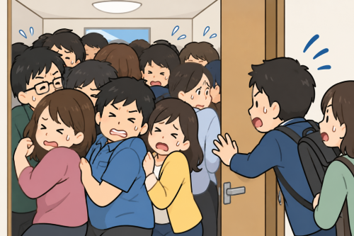 部屋にぎゅぎゅのイラスト